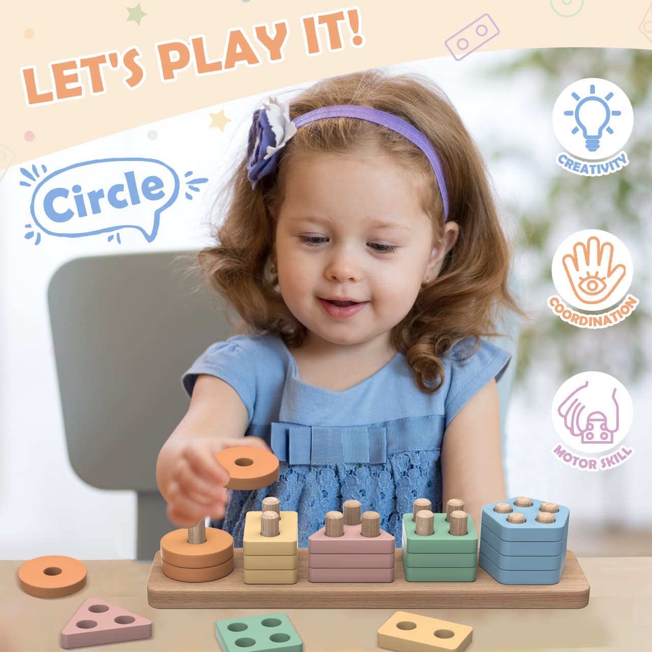 Joozmui Holz Montessori Spielzeug – Motorik & Sortieren für Babys ab 1 Jahr