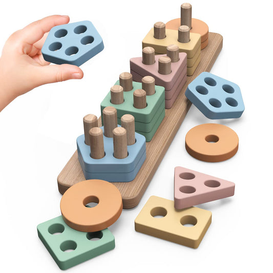 Joozmui Holz Montessori Spielzeug – Motorik & Sortieren für Babys ab 1 Jahr